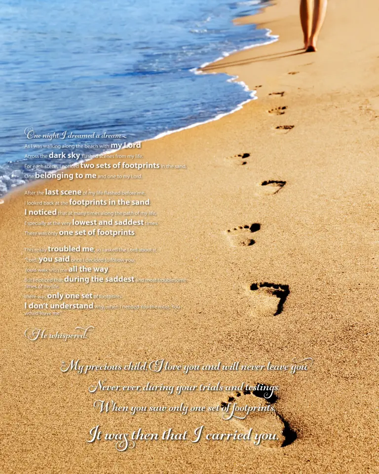 Footprints In The Sand Poem Beautiful Poem From Only The Bible Com
